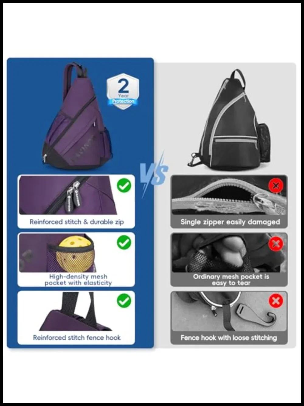 Pickleball Sling Bag – Convertible Ultra-Light Backpack, Fits 4 Paddles